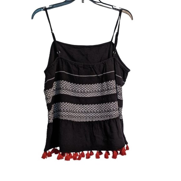 Ana Black White Bo-Ho Inspired Tassel Tank XL NWT - Picture 7 of 10